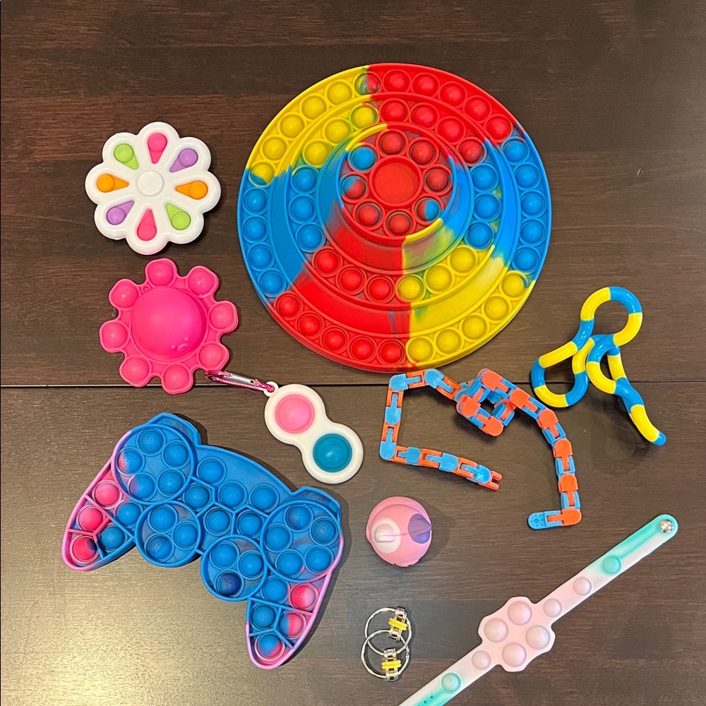 Assorted Kids' Sensory Pop-It Fidget Toy Pack - Multicolor (10pc)